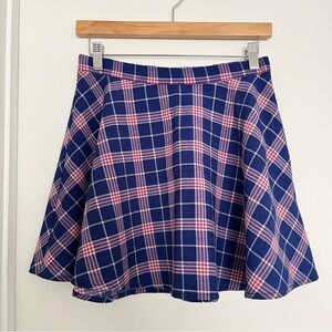 Urban Outfitters Plaid Skater Miniskirt Size M Navy Pink Schoolgirl Preppy Retro